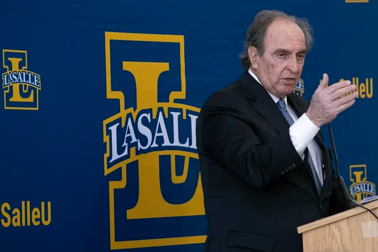 Fran Dunphy speaks during the La Salle Hall of Athletes induction ceremony at Founder’s Hall on La Salle’s campus in Philadelphia on Feb. 5. Dunphy will be La Salle’s next men’s head basketball coach.