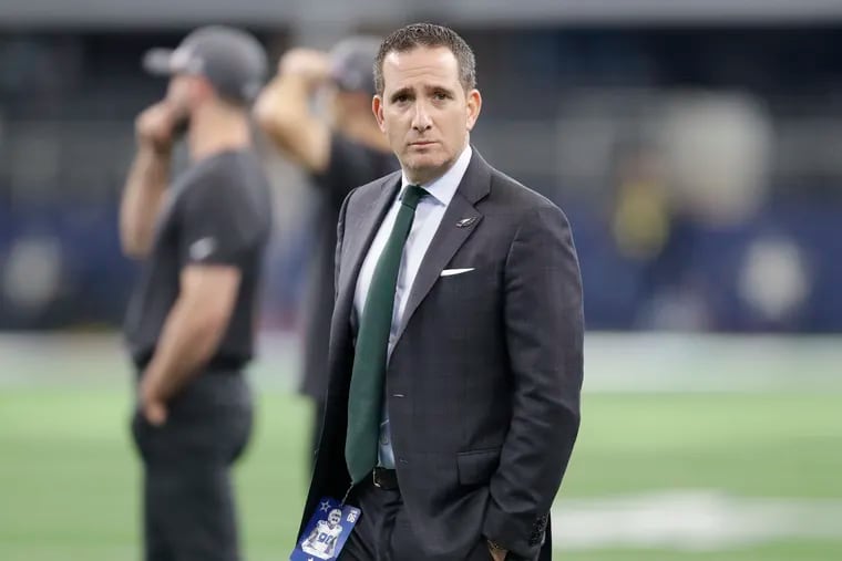 Eagles GM Howie Roseman before the loss to the Dallas Cowboys on Oct. 20.