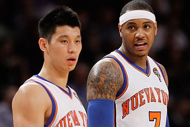 The 76ers will host Jeremy Lin, Carmelo Anthony and the Knicks tonight at the Wells Fargo Center. (Frank Franklin II/AP)
