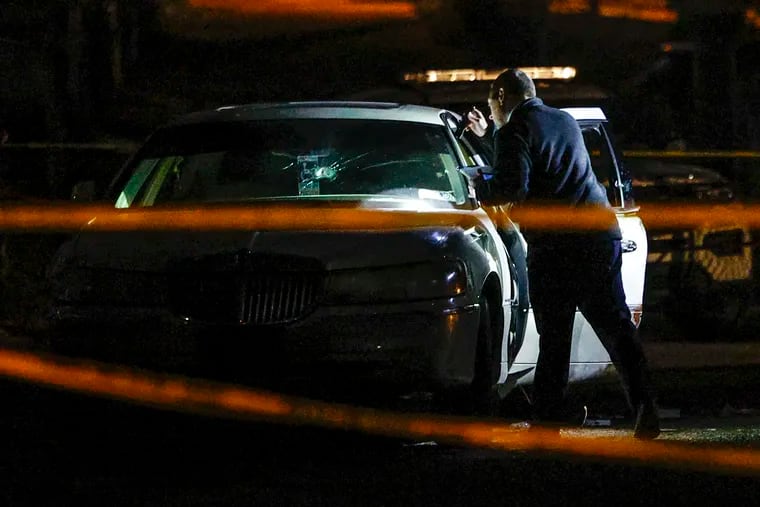 The driver was shot by a Philadelphia Police Officer after police said he hit the officer with his car. Police recovered the white Ford Lincoln sedan about a mile away with a bullet hole through the windshield, the driver suffering from multiple gunshot wounds.