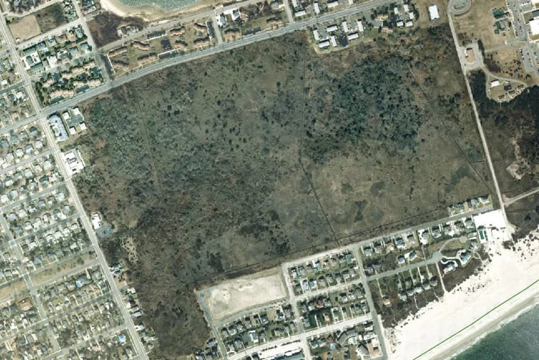 Map shows location of the Sewell tract at the east end of Cape May.  The state agreed to purchase the tract on August 17, 2021 for $19 million as part of a lawsuit settlement.