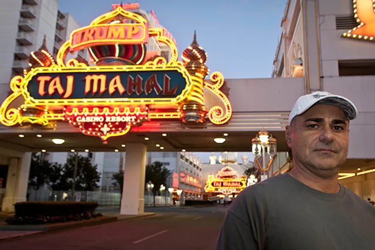 Al Messina, a bartender at the Trump Taj Mahal, stands outside the casino after leaving a protest by Unite Here Local 54 members to protest proposed cuts to their healthcare and pension benefits. He has been at the casino since it opened. (RON TARVER / Staff Photographer)