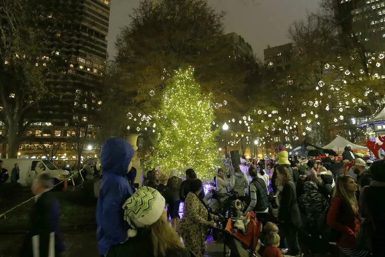 This year's tree-lighting ceremony at Rittenhouse Square Park.