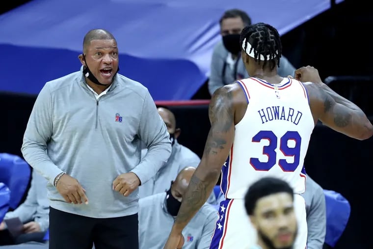 Coach Doc Rivers, left, and Dwight Howard bring championship pedigree to a Sixers organization seeking an NBA title.