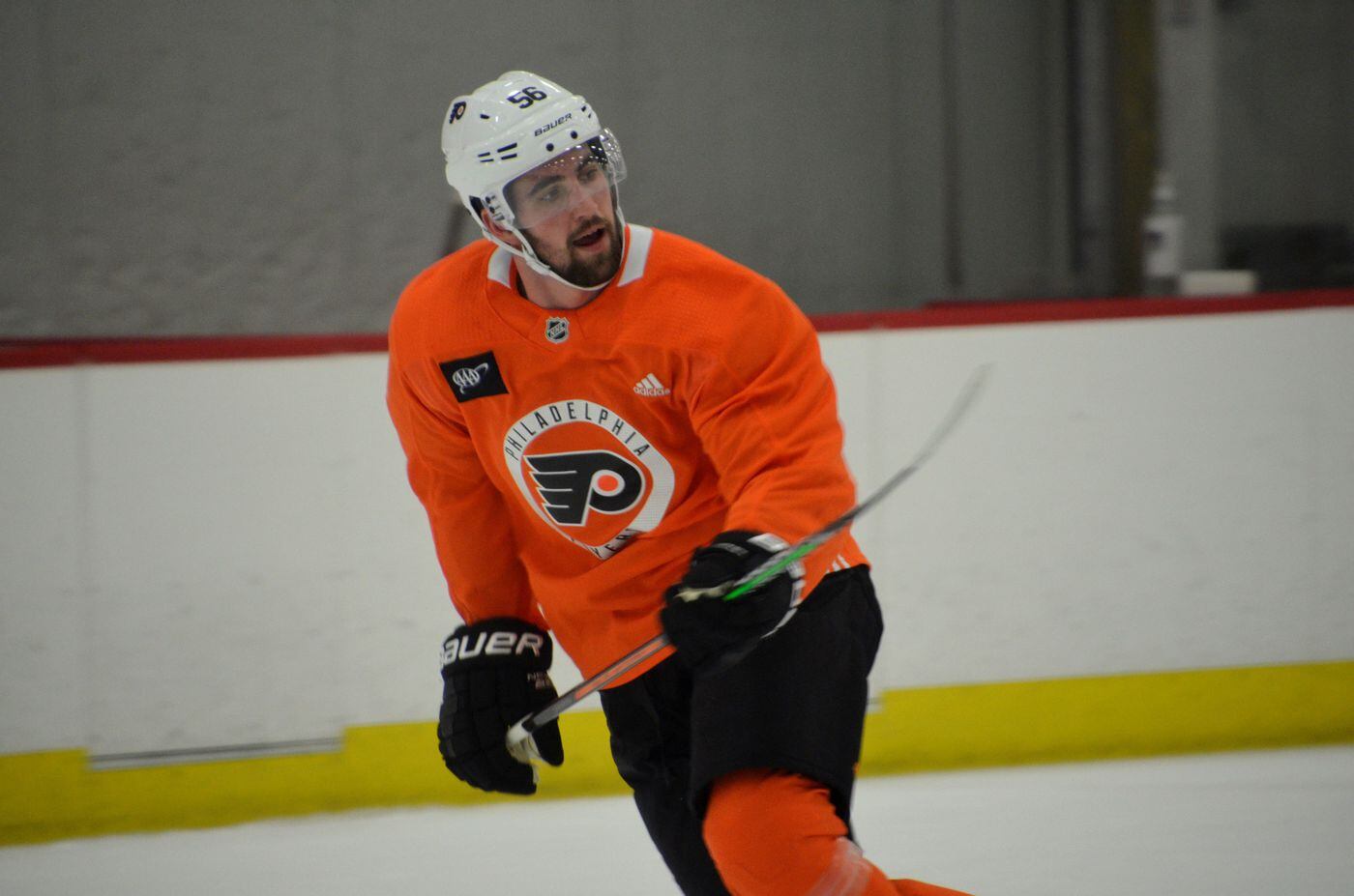 New Flyers defenseman Erik Gustafsson skating in Voorhees on Dec. 23. He might be on one of the team's power-play units.
