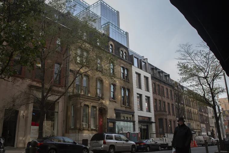 As it becomes harder to find building lots in desirable neigbhorhoods like Rittenhouse Square, developers are manaufacturing new real estate through overbuilds. But the designs often stick out like sore thumbs, like this addition at 2110 Walnut by Urban Space Development.