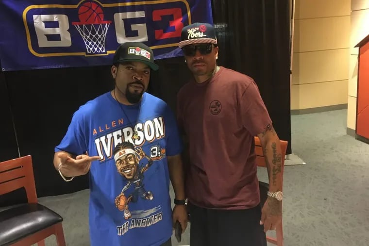Ice Cube (left) and Allen Iverson before the Big 3 tournament.