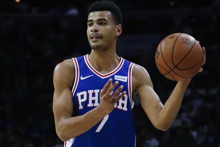 Sixers guard Timothe Luwawu-Cabarrot in action during an NBA basketball game against the Chicago Bulls, Wednesday, Jan. 24, 2018, in Philadelphia.