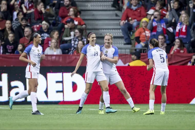 Alex Morgan (13) scored for the United States against Canada.