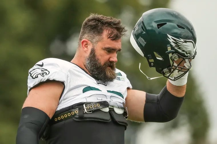Eagles center Jason Kelce during practice at the NovaCare Complex on Wednesday.