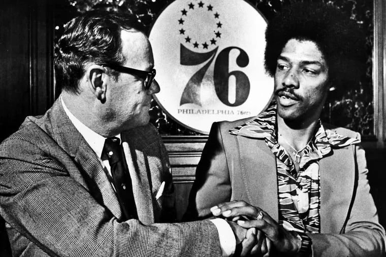 Fitz Dixon (left) bought the 76ers in 1976 for about $8 million. Months later, he acquired Julius "Dr. J" Erving for another $6 million. Fans thought it was the start of something great. But it didn't turn out that way.