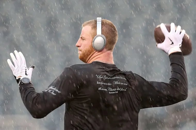 The Eagles' Carson Wentz is lauded as the ultimate blue-collar guy, selfless and team-oriented. But the term has developed negative connotations in the year since Donald Trump was elected president.