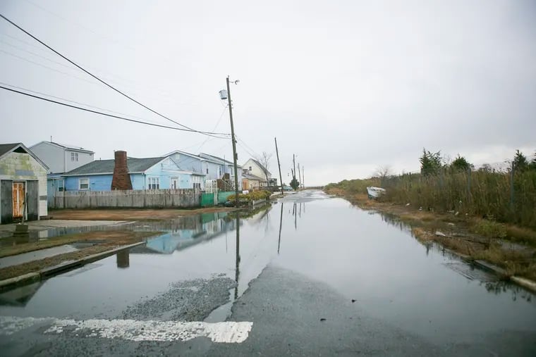 A view of coastal flooding in Pleasantville, New Jersey last November.