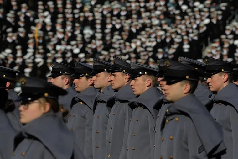 Army cadets take the field prior to the 119th Army Navy football game at Lincoln Financial Field on Saturday, Dec. 08, 2018.