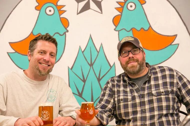 Eric Yost of Suburban Restaurant &amp; Beer Garden (left) and Corey Ross of Fancy Camper are partners in Suburban Brewing Co.