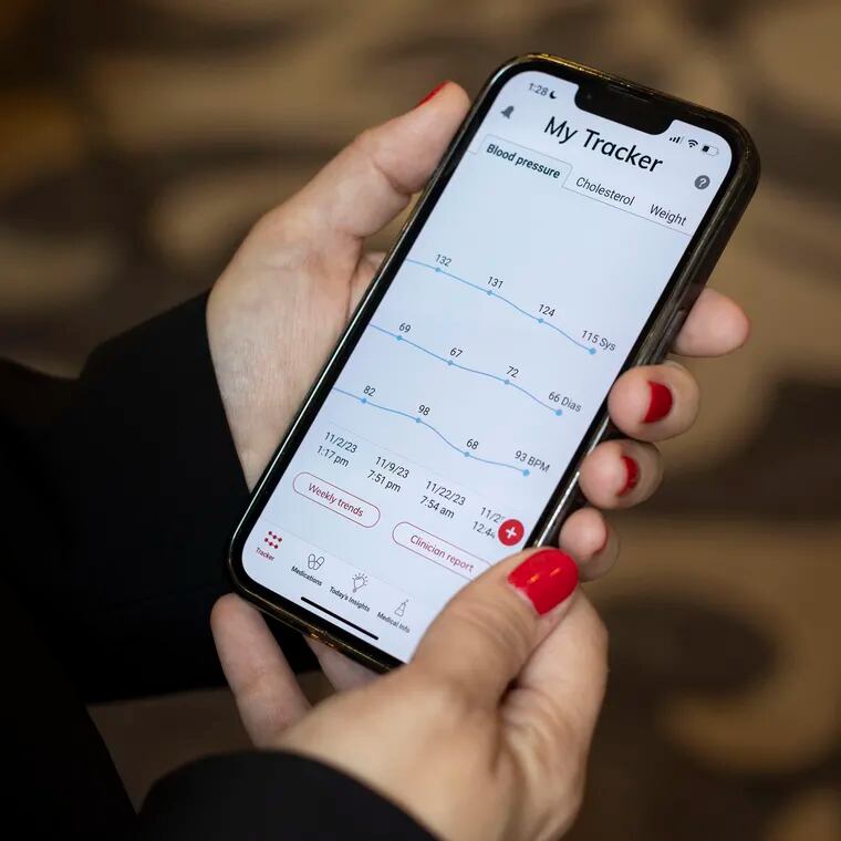 The Hello Heart app tracks data such as blood pressure, irregular heartbeats, weight and activity level. MUST CREDIT: Christiana Botic for The Washington Post