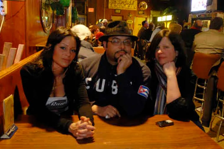 Morrissey fans Heather Phillips, Rahsaan Lucas, Marangeli Mejia-Rabell at Locust Bar. Morrissey&#0039;s label has allied with Nacional Records, America&#0039;s leading Latin alternative label.