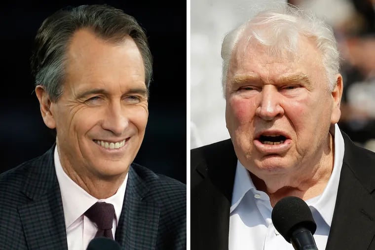 NBC Sunday Night Football analyst Cris Collinsworth (left) said the inspiration for his now-famous "double doing" call came from NFL broadcasting legend John Madden.