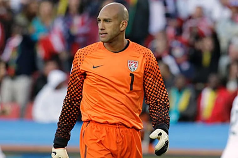 U.S. men's national team goalie Tim Howard will be playing the at PPL Park when the Union host EPL club Everton. (Luca Bruno/AP)