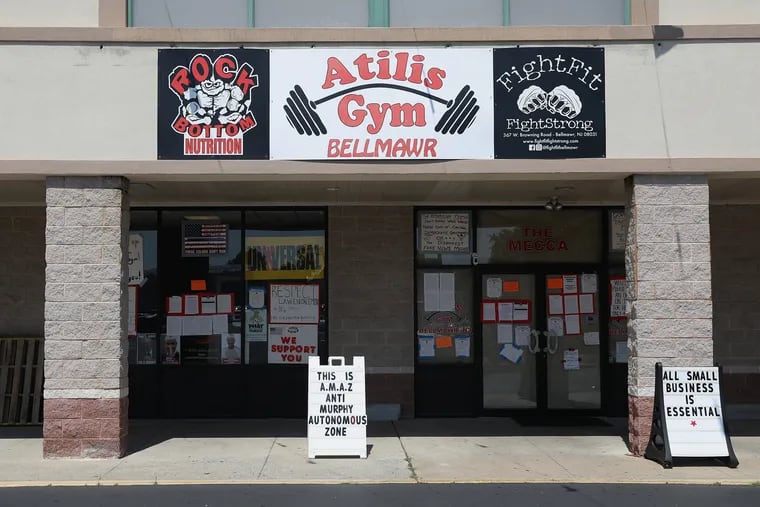 Atilis Gym is pictured in Bellmawr, N.J., on Tuesday, July 21, 2020. The gym has reopened against New Jersey's coronavirus restrictions.