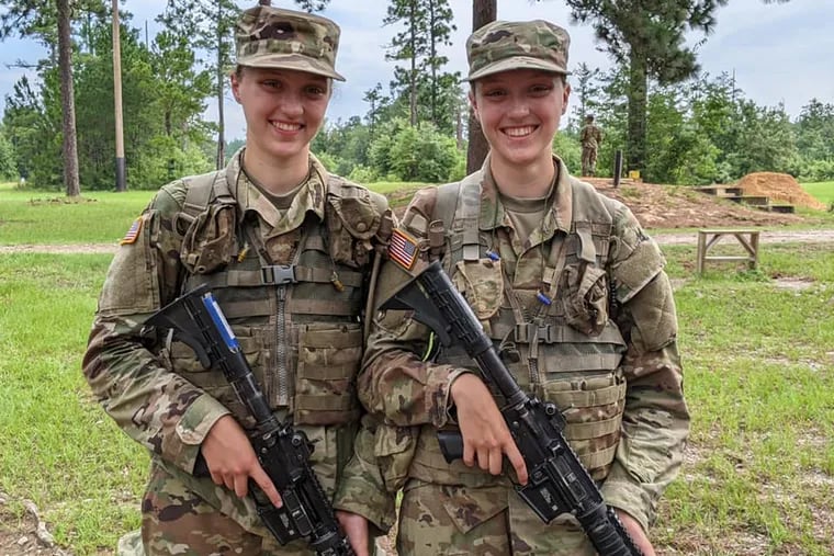 Brianna and Alyssa Cahoon at Fort Jackson in Columbia, S.C.