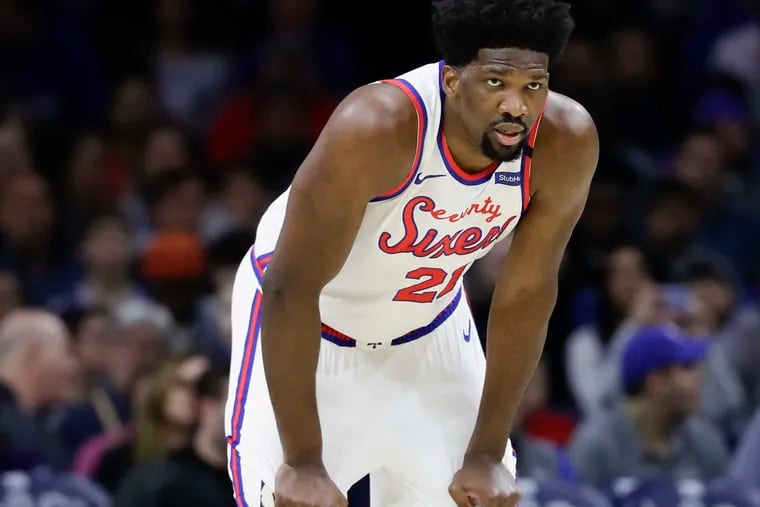 Joel Embiid averaged 27.5 points and 13.6 rebounds last season compared to 23.5 and 11.8 this season.
