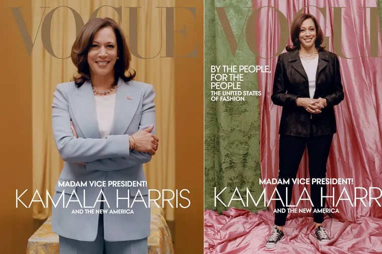 This combination of photos released by Vogue shows images of Vice President-elect Kamala Harris on the cover of their February digital and print issues. Vogue's February 2021 issue is available on newsstands nationwide on January 26.