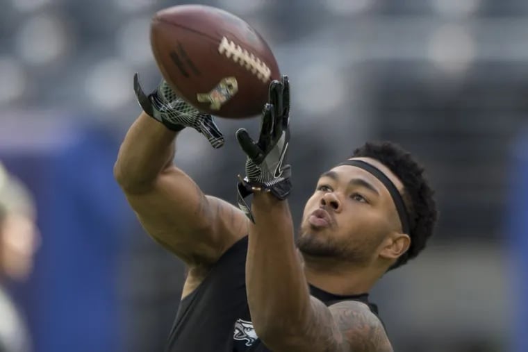 Wide receiver Bryce Treggs is one of 10 players on the Eagles practice squad who could benefit from more reps.