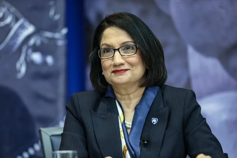 Neeli Bendapudi, who is the new president of Penn State University, speaks during a press conference at State College, Thursday, December 9, 2021.