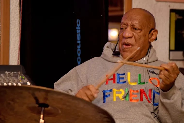 Bill Cosby plays the drums as he returns to the stage in Philadelphia January 22, 2018 for the first time since a sexual assault scandal appeared to force him into an early retirement. He also told stories and jokes at LaRose Jazz Club in Germantown. TOM GRALISH / Staff Photographer