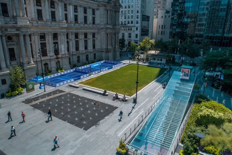 Rendering of temporary CityPickle pickleball courts at Dilworth Park that will be available for use from Sept. 7 through Oct. 21.