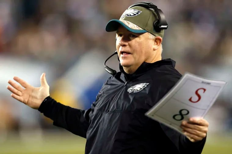 Chip Kelly will be focusing on making first downs against Redskins. (Yong Kim / Staff Photographer)
.