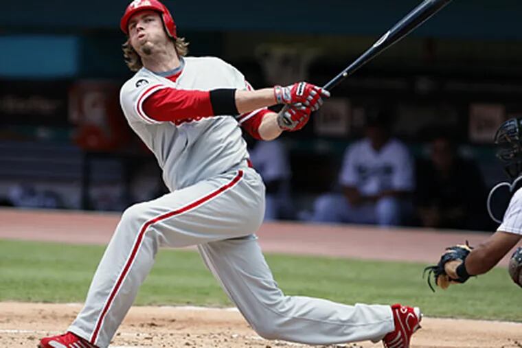 Jayson Werth struck out four times as the Phillies offense continued to struggle in a 1-0 loss to the Marlins. (AP Photo/Wilfredo Lee)