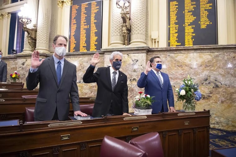 Democrats Rep. Mark Longietti (left) and Rep. Chris Sainato (center) topped the list of reimbursements in the House.