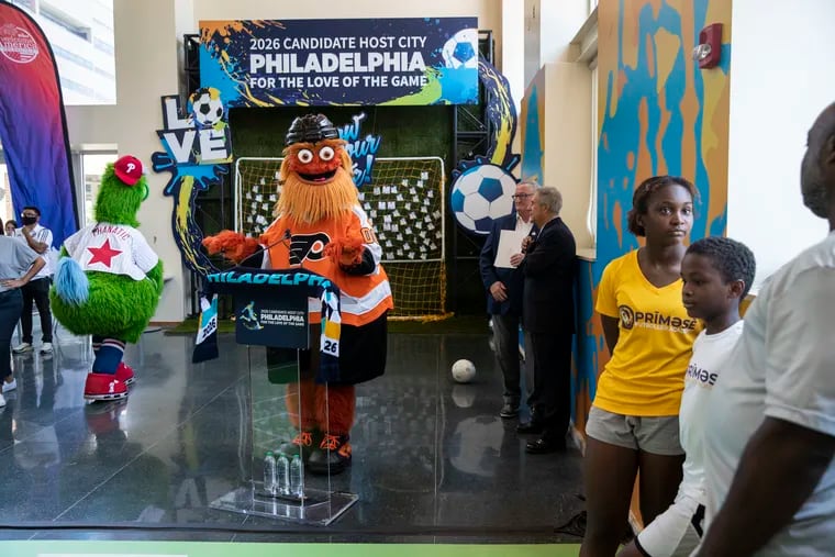 Flyers mascot Gritty was among the celebrity attendees at Tuesday's event.