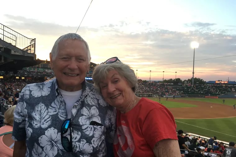 Charlie and Mary Rueger at an Iron Pigs baseball game.