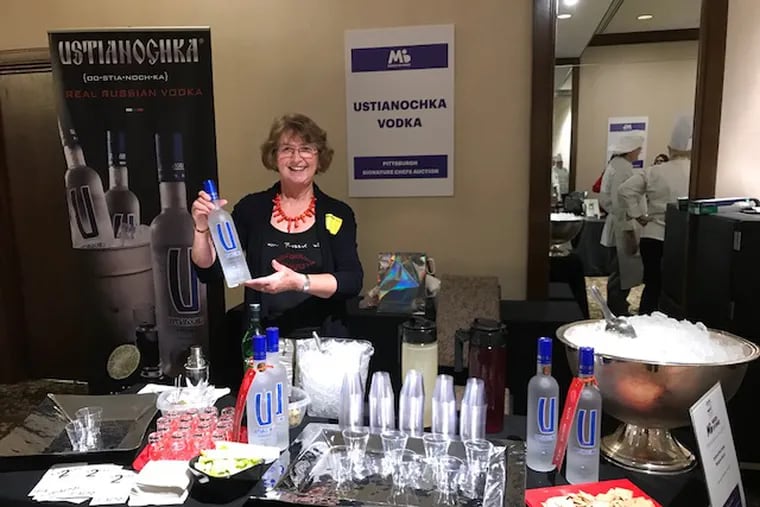 Margaret Bayuk offers samples of Ustianochka at a previous event. Ustianochka is Russian-made but exclusively sold in Pennsylvania, where it's been taken off state store shelves by the Liquor Control Board.