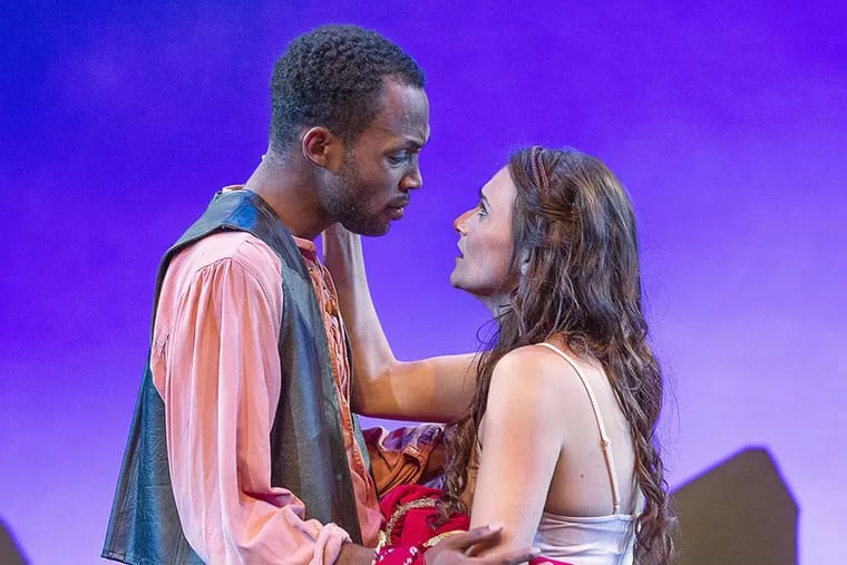 Brandon J. Pierce (left) and Mairin Lee are Troilus and Cressida in the Pennsylvania Shakespeare Festival production, through Aug. 6.