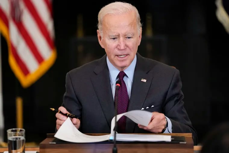 President Joe Biden speaks during a meeting of the reproductive rights task force in the State Dining Room of the White House in Washington, Tuesday, Oct. 4, 2022.