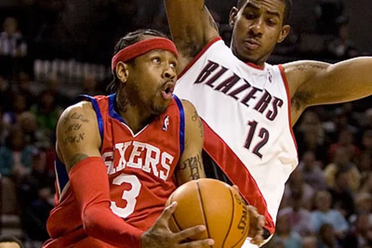 Allen Iverson scored 19 points and Elton Brand added 25 from the bench in the 76ers' win over the Blazers. (Don Ryan/AP)