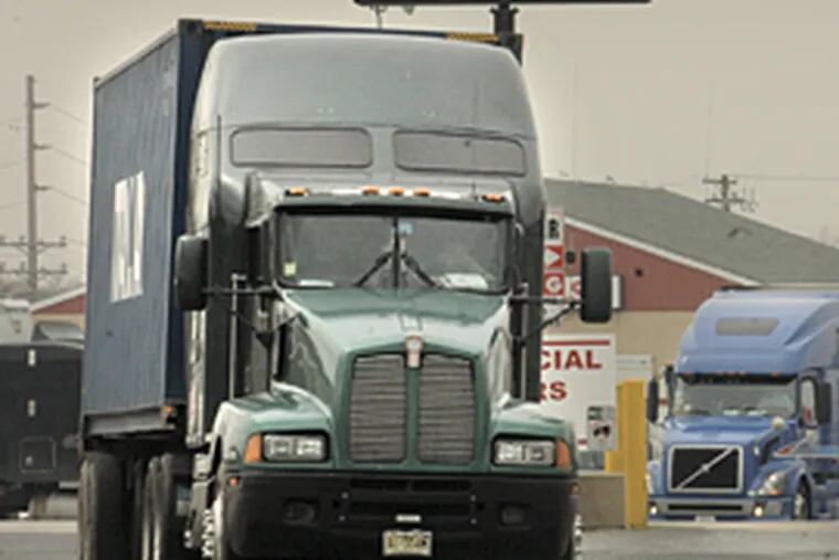 Independent truckers staged a slowdown to protest the steep costs of diesel fuel, which is hurting many of the drivers.