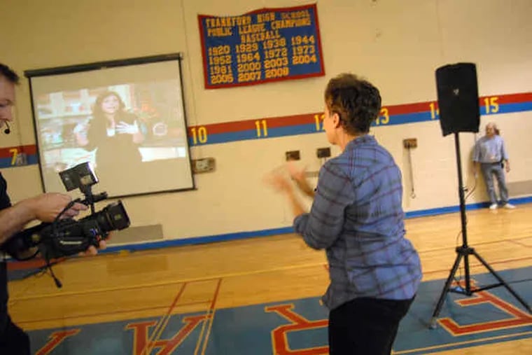 In a video shown at Frankford High, celebrity chef Rachael Ray announces she is giving a complete kitchen-classroom renovation to culinary teacher Wilma Stephenson's classroom. The teacher and her style were immortalized in a 2009 documentary.