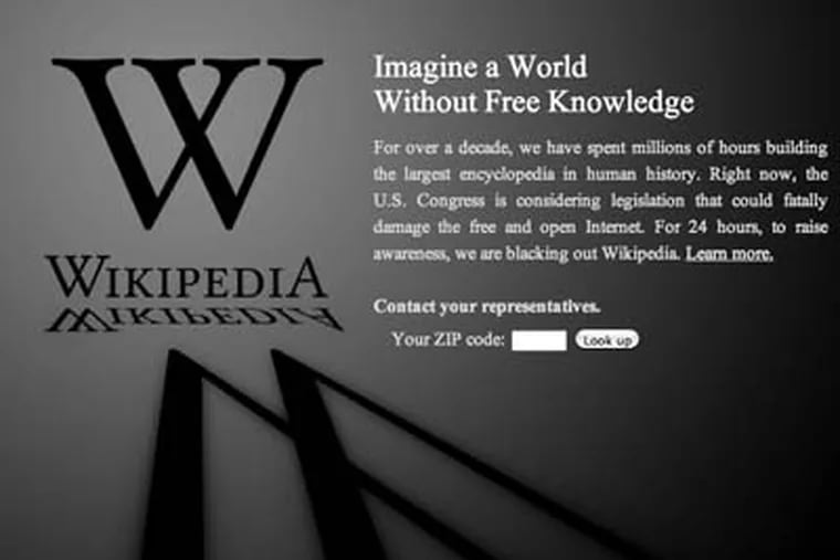 The homepage of the English edition of Wikipedia as seen today.