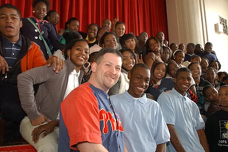 The kids in Terry Saskin&#0039;s eighth-grade class at Frederick Douglass Elementary School.