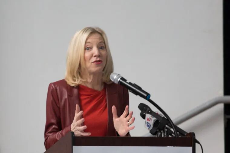 Amy Gutmann, president of the University of Pennsylvania, speaking at Penn Alexander School ( MARGO REED / Staff Photographer )
