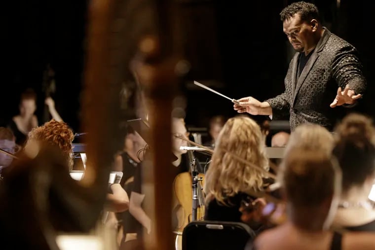 Conductor Anthony Parnther leads the Philly Pops in a live orchestra-to-screen performance of "Star Wars: Return of the Jedi" at the Mann Center.