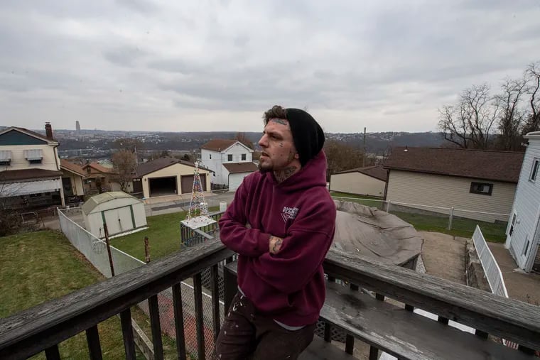 Billy Golya, 33, a resident of a recovery home on the south side of Pittsburgh, talks during an interview in late November.  Overdose numbers dropped by 40 percent in a year in Allegheny County.