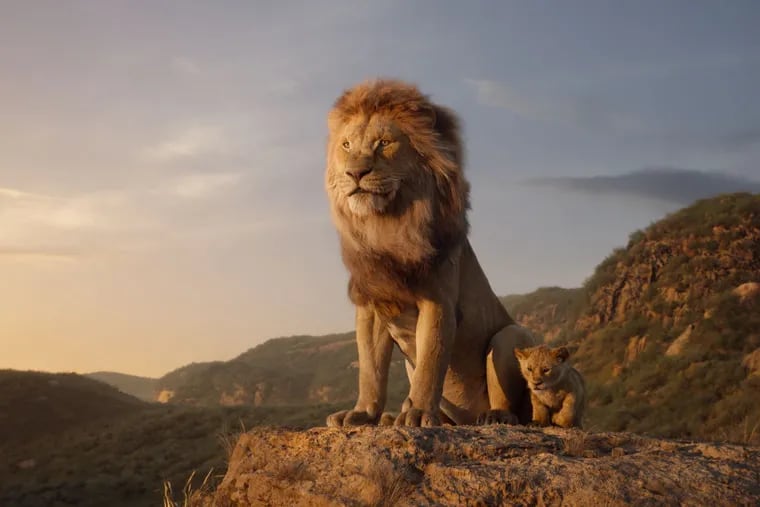 Mufasa (left), voiced by James Earl Jones, and young Simba, voiced by JD McCrary, in "The Lion King."