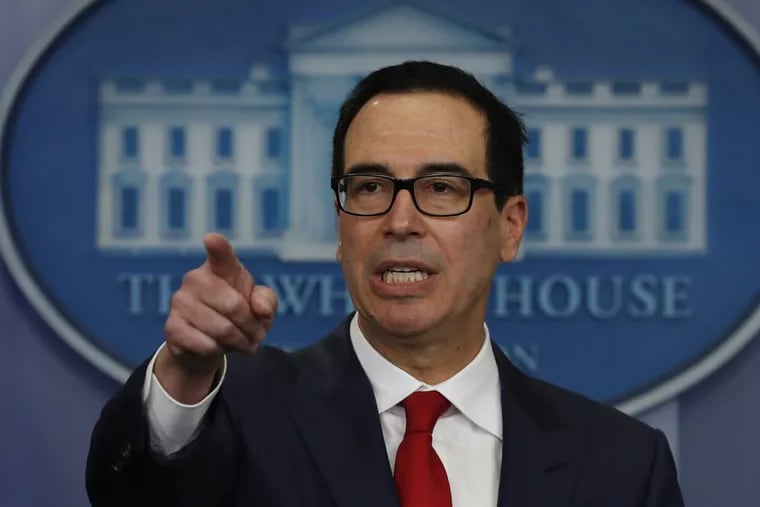 Treasury Secretary Steven Mnuchin during a news briefing at the White House in August.