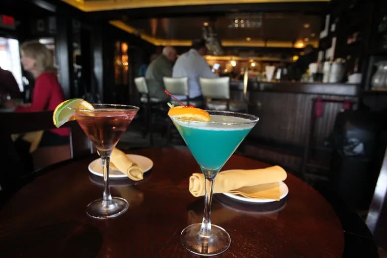 Two martinis at The Yardley Inn, Yardley, PA, April 22, 2019.  The Yardley Inn has a popular happy hour.